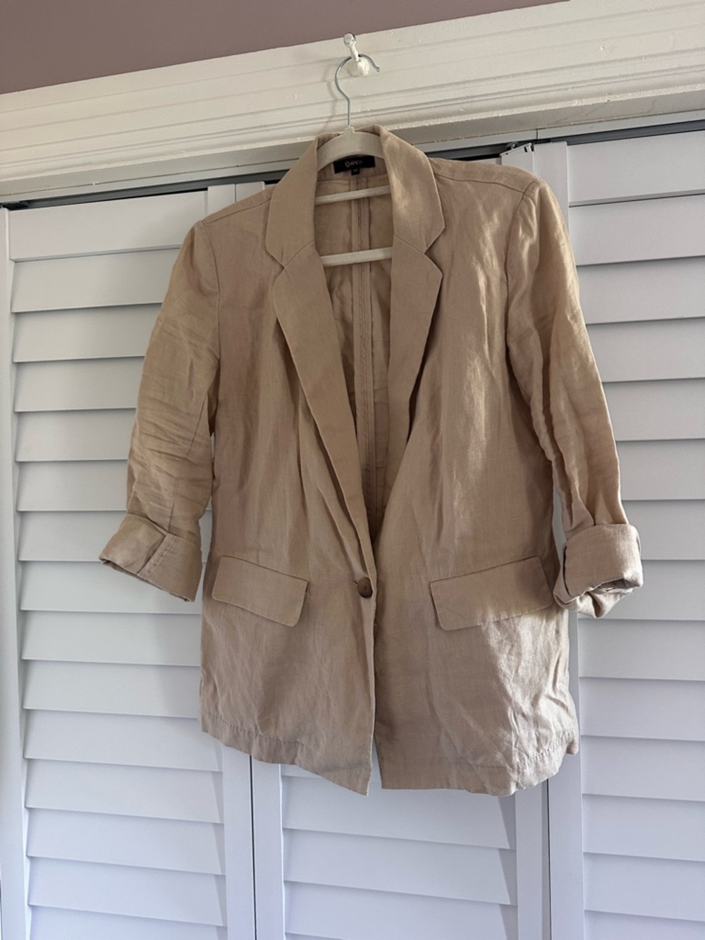 Beige Linen Women’s Blazer - Casual Tailored Jacket